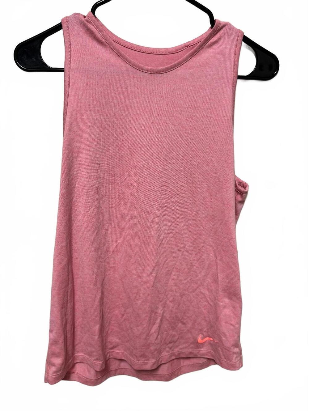 Nike Dri-FIT Womens High Neck Muscle Tank Top Heathered Pink Size Small